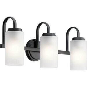 Kichler Kennewick™ 3 Light Vanity Light with Etched Glass in Black